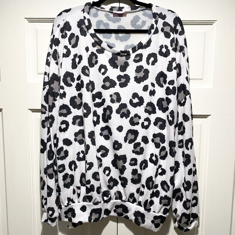 Pink Lily Oversized Leopard Long Sleeve